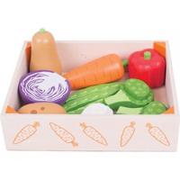 Bigjigs houten kistje met groenten, 12 dlg. - thumbnail