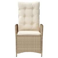 Tuinstoelen 2 st verstelbaar met kussens poly rattan beige - thumbnail