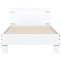 Bedframe met hoofdbord bewerkt hout wit 100x200 cm - thumbnail