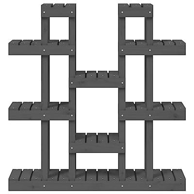 VidaXL Plantenstandaard grijs 104,5x25x109,5 cm massief grenenhout