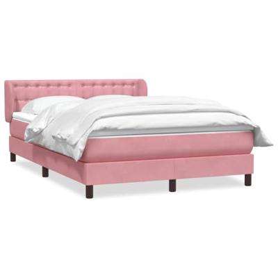 Boxspring met matras fluweel roze 160x220 cm