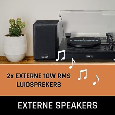 Lenco Riemaandrijving houten platenspeler met Bluetooth-ontvangst en 2 externe luidsprekers - LS-101BK