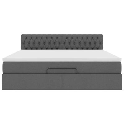 Ottoman bed met matras en LED's 100x200cm stof donkergrijs