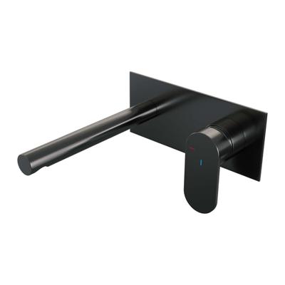 Brauer Gunmetal Edition Inbouw Wastafelmengkraan met Rechte Uitloop en Afdekplaat Model C1 Gunmetal Geborsteld PVD