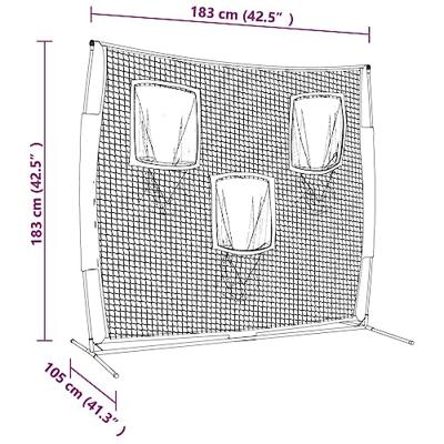 VidaXL Honkbalnet draagbaar 183x105x183 cm polyester zwart en rood VidaXL Honkbalnet draagbaar 183x105x183 cm polyester zwart en rood