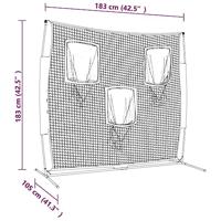 VidaXL Honkbalnet draagbaar 183x105x183 cm polyester zwart en rood - thumbnail