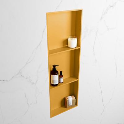 MONDIAZ EASY Nis 89,5x29,5cm in solid surface kleur Ocher | Ocher. 3 vakken geschikt voor in- of opbouw MONDIAZ EASY Nis 89,5x29,5cm in solid surface kleur Ocher | Ocher. 3 vakken geschikt voor in- of opbouw