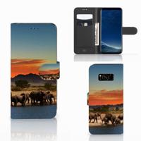 Samsung Galaxy S8 | Telefoonhoesje | Met pasjeshouder | Olifanten - thumbnail