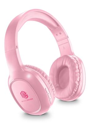 Music Sound | Hoofdband Bluetooth Basic | On-Ear Bluetooth-hoofdtelefoon met uittrekbare beugel - PlayTime 14h - kleur roze