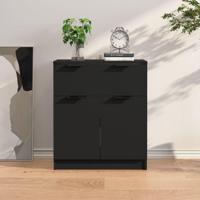 Dressoir 60x30x70 cm bewerkt hout zwart - thumbnail