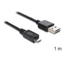 DeLOCK easy usb-a 2.0 > micro-usb-b kabel (zwart, 1 meter) - thumbnail