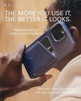 Mujjo Leather Wallet Case iPhone 15 Pro blauw - thumbnail