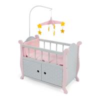 Houten Poppen ledikantje met mobiel - Puntos Grijs - thumbnail