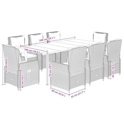 9-delige Tuinset poly rattan zwart