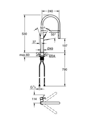 GROHE Essence Keukenkraan - hoog - 2 straalsoorten - met profesionele handdouche - cool sunrise geborsteld 30294GN0
