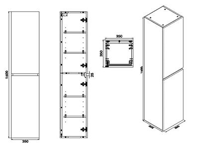 Wiesbaden Vision kolomkast 2 deuren 160x35x35 hoogglans grijs