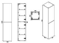 Wiesbaden Vision kolomkast 2 deuren 160x35x35 hoogglans grijs - thumbnail
