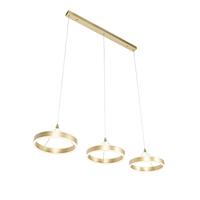 QAZQA Hanglamp messing langwerpig incl. LED 3-staps dimbaar 3-lichts - thumbnail