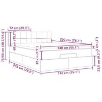 Ottoman bed met matras 140x200cm stof lichtgrijs - thumbnail