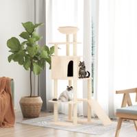 VidaXL Kattenmeubel met sisal krabpalen 166 cm crèmekleurig - thumbnail