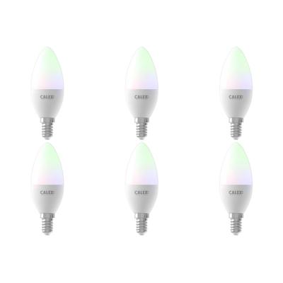 Calex - Led Lamp 6 Pack - Smart Kaarslamp B35 - E14 Fitting - Dimbaar - 5w - Aanpasbare Kleur Cct - Rgb - Mat Wit Calex - Led Lamp 6 Pack - Smart Kaarslamp B35 - E14 Fitting - Dimbaar - 5w - Aanpasbare Kleur Cct - Rgb - Mat Wit