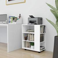 Rolkast 60x35x75 cm bewerkt hout wit - thumbnail