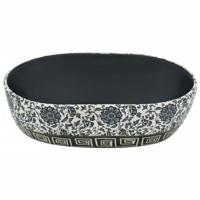 Opzetwasbak ovaal 47x33x13 cm keramiek zwart en blauw - thumbnail