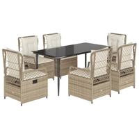 7-delige Tuinset met kussens poly rattan beige - thumbnail