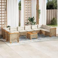 11-delige Tuinset met kussens poly rattan beige - thumbnail