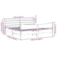 Bedframe met hoofdbord massief grenenhout 200x200 cm - thumbnail