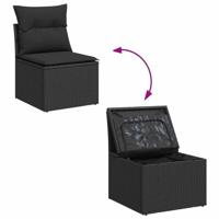 7-delige Loungeset met kussens poly rattan zwart - thumbnail