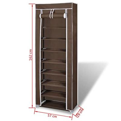 VidaXL Stoffen schoenenrek met hoes 162 x 57 x 29 cm bruin