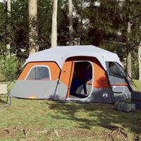 Tent 9-persoons waterdicht met LED lichtgrijs en oranje - thumbnail