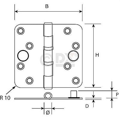 VH-Scharnier 76x76mm staal vz roh DX (losse pen)