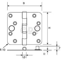 VH-Scharnier 76x76mm staal vz roh DX (losse pen) - thumbnail