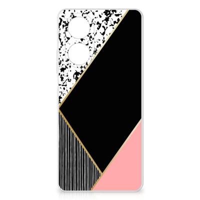 OPPO A58 4G | TPU Hoesje | Zwart Roze Vormen