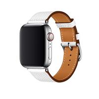 Lederen bandje - Wit - Geschikt voor Apple Watch 44mm / 45mm / 46mm / 49mm - thumbnail