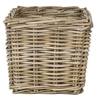 Van der Leeden Rotan plantenmand 27x27x25cm antiek grijs
