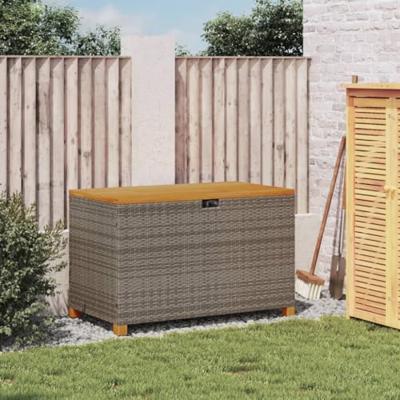 Tuinbox 110x55x63 cm poly rattan en acaciahout grijs