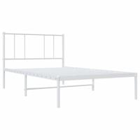 Bedframe met hoofdbord metaal wit 100x200 cm - thumbnail