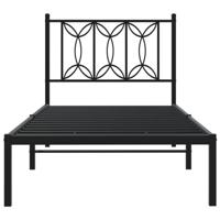 Bedframe met hoofdbord metaal zwart 80x200 cm - thumbnail