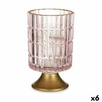 Led-lantaarn Roze Gouden Glas 10,7 x 18 x 10,7 cm (6 Stuks) - thumbnail