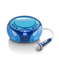 Draagbare FM Radio CD/MP3/USB Microfoon & Lichteffecten Blauw - thumbnail