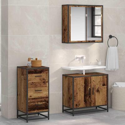 Dressoir met lade Oud hout 35.5 x 35 x 76 cm Bewerkt hout