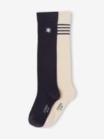 Set van 2 paar hoge sokken voor meisjes blauwgroen - thumbnail