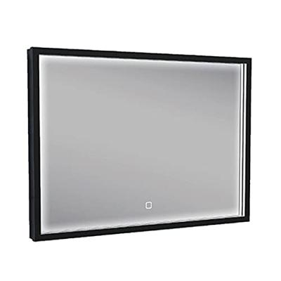 Avi spiegel rechthoek met LED, dimbaar en spiegelverwarming 70 x 50 cm mat zwart Avi spiegel rechthoek met LED, dimbaar en spiegelverwarming 70 x 50 cm mat zwart