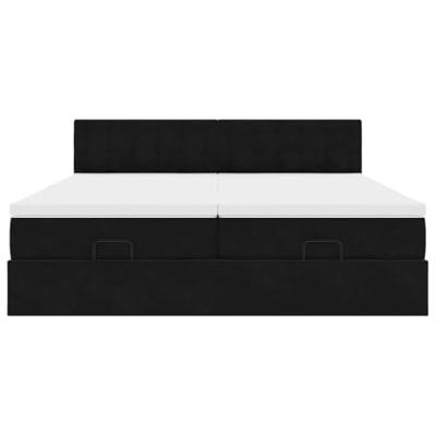 Ottoman bed met matrassen en LED's 180x200cm fluweel zwart