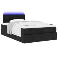 Ottoman bed met matras en LED's 120x200 cm stof zwart - thumbnail