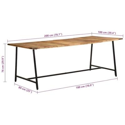 Eettafel 200x100x75 cm massief mangohout