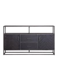 Eleonora Dressoir 'Hudson' 160cm, Acaciahout visgraat, kleur zwart - thumbnail